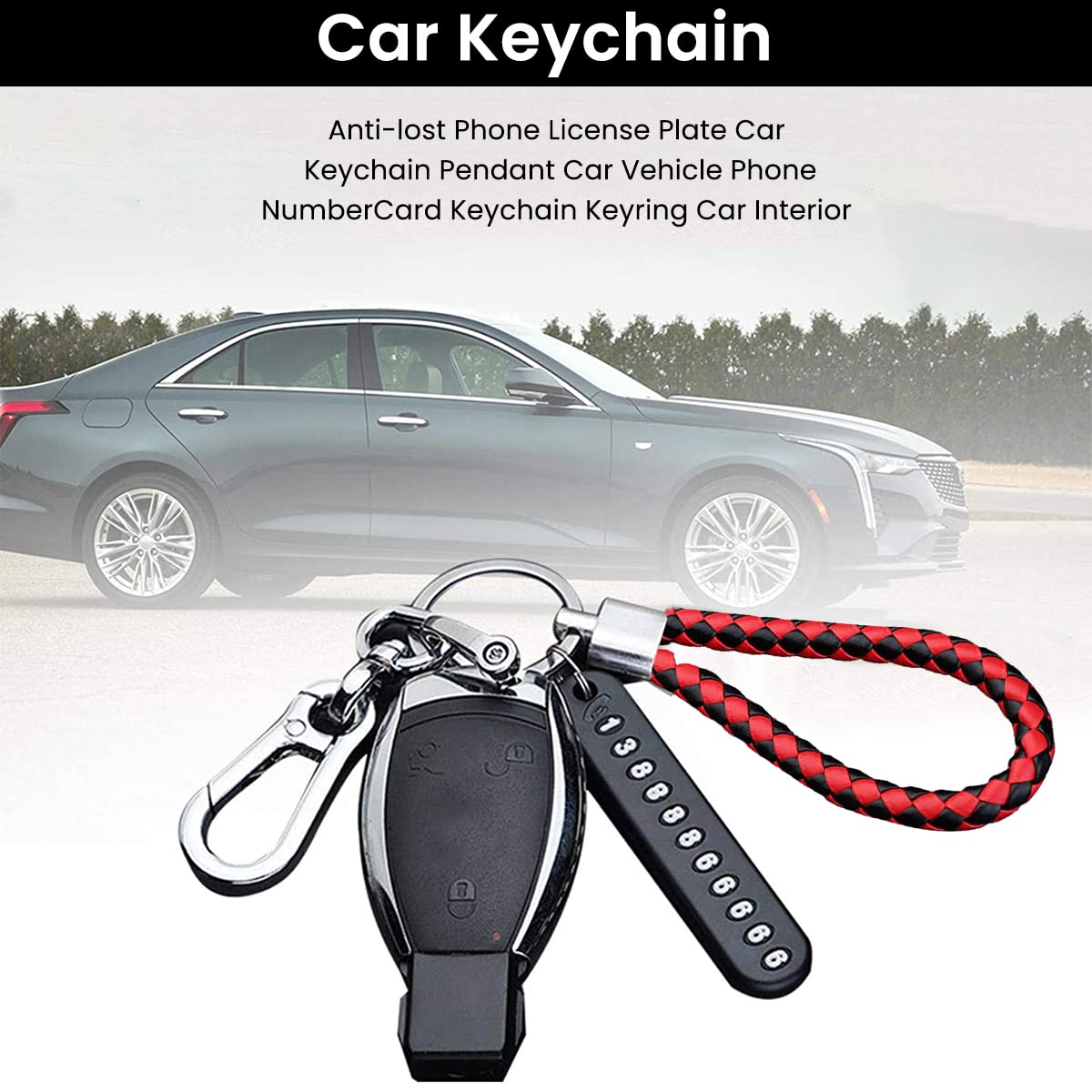 GUSTAVE Keychain Anti Lost Car Keychain with Phone Number Pendant Universal Car Keychain Strong Alloy Car Keychain with Woven Hand Strap GUSTAVE Keychain Anti Lost Car Keychain with Phone Number Pendant Universal Car Keychain Strong Alloy Car Keychain with Woven Hand Strap